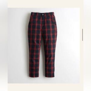 Hollister Women's Red and Black Plaid Pants